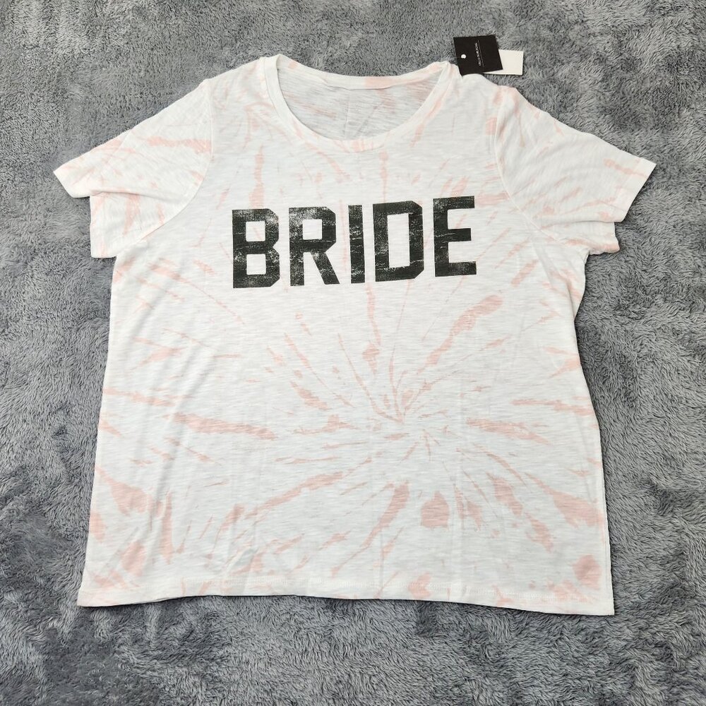 Bride Tie-Dye Graphic T-Shirt Womens 1X Pink White Grayson/Threads Cotton Blend‎